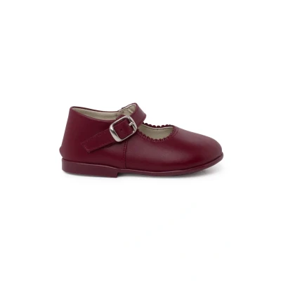 Image of Pisamonas Merceditas Ankle strap ballet pumps for kids, Size: 8K, Burdeos Leather
