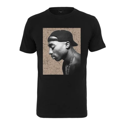 Image of Mister Tee Men&#039;s Tupac Cracked Background T Shirt, Black, L