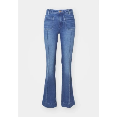 Image of Wrangler Flare Bootcut jeans, Women&#039;s, Size: 28x34, Solid blue