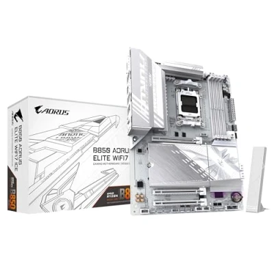 Image of GIGABYTE B850 AORUS Elite WIFI7 Ice Motherboard AMD Ryzen 9000 Series CPUs, 12+2+1 Phase Digital VRM, up to 8200MHz DDR5 (OC), 1xPCIe 5.0 + 2xPCIe 4.0 M.2, 2.5 LAN, WiFi 7, USB 3.2 Gen 2x2
