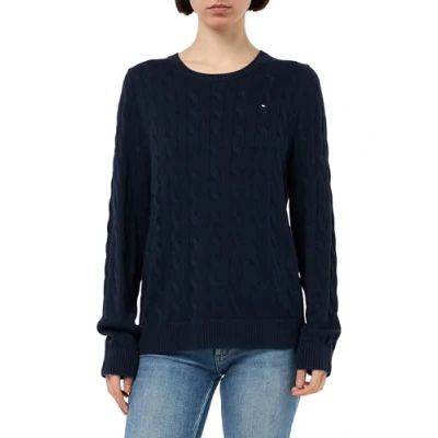 Image of Tommy Hilfiger Curve Cable Jumper, Women&#039;s, Size: 18, Dark night navy