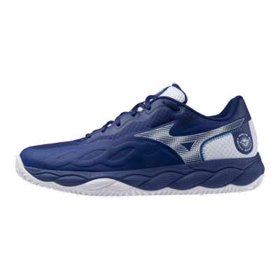 Image of Mizuno WAVE ENFORCE COURT CC Tennis Shoes BellwetherBlue/White/FjordBlue Women/Men Size 10,5