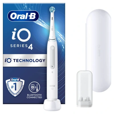Image of Oral B iO4 White Electric Toothbrush with Travel Case