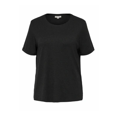 Image of ONLY Carmakoma Carmoster FOLD UP Basic Tshirt, Women&#039;s, Size: S 14/16, Black