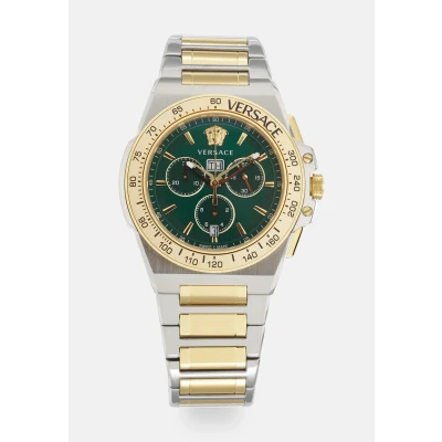 Image of Versace Watches Greca Extreme Chrono Chronograph watch twotone/green, Men&#039;s, Size: One Size, Two tone/green