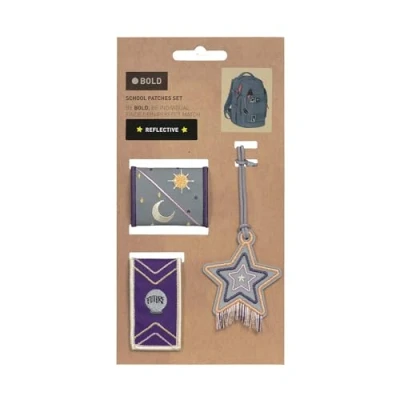 Image of BOLD Lässig Pendant and Patches Set (2 Pieces) with Press Stud/Bold Match School Universe Purple