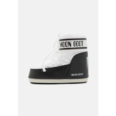 Image of Moon Boot ICON LOW Unisex Laceup ankle boots, Size: 3.5 5, White Imitation leather/ textile