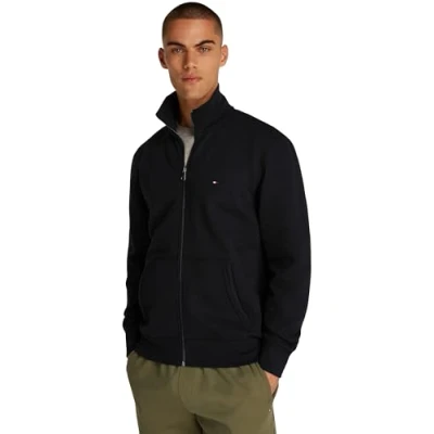 Image of Tommy Hilfiger Essential Stand Collar Zipup sweatshirt, Men&#039;s, Size: Small, Black
