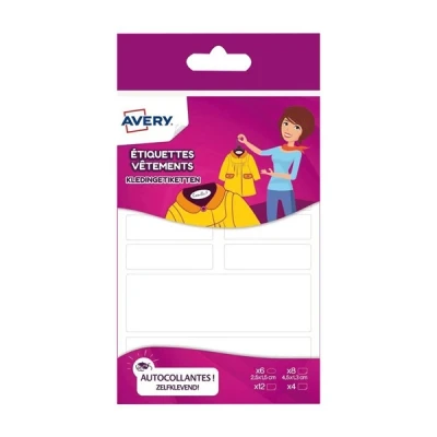 Image of Avery etvet36 Pack of 36 Clothes Labels 45 x 13 mm White
