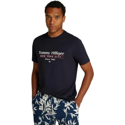 Image of Tommy Hilfiger Center Stack TEE Print Tshirt, Men&#039;s, Size: XS, Desert sky