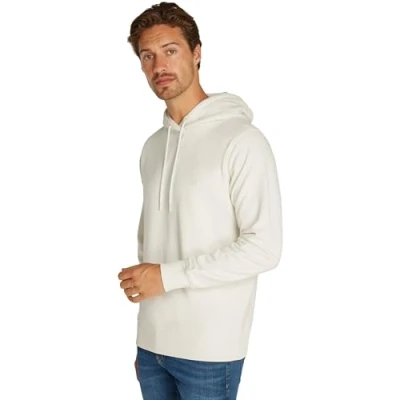 Image of Calvin Klein Jeans Badge Hoodie Sweatshirt, Men&#039;s, Size: 3XL, Ivory