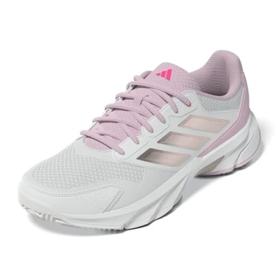Image of adidas Performance Courtjam Control Multicourt tennis shoes cloud white silver metallic lucid pink, Women&#039;s, Size: 3.5
