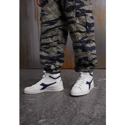 Image of Diadora GAME Unisex Hightop trainers, Size: 10, White/blue caspian sea Leather