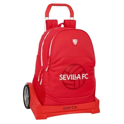 Image of Safta SEVILLA FC School Backpack, Ergonomic Back, with Evolution Trolley, Ideal for Children of Different Ages, Comfortable and Versatile, Quality Resistance, 32 x 16 44 cm, Red,