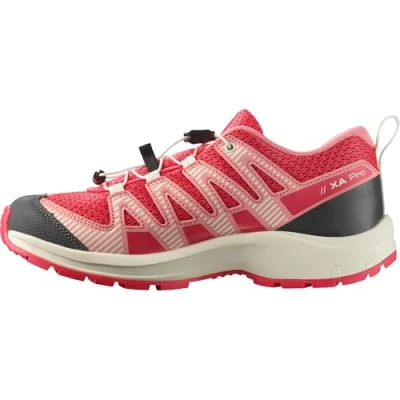 Image of Salomon Junior XA PRO V8 Junior, Urban Chic/Black/Dark, Versatile Hiking Shoes For Comfort, Perfect Boots &amp; Trail Running Outdoors Adventures 8, Rouge Red Almond Milk Flamingo Pink