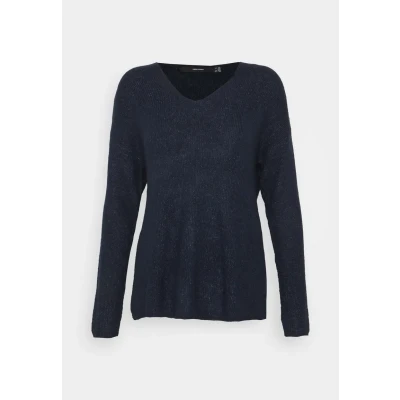 Image of Vero Moda Vmcrewlefile V NECK Jumper, Women&#039;s, Size: XS, Navy blazer melange