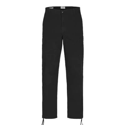Image of JACK &amp; JONES Mens Harlow Cargo Trouser, Black, 34W / 34L
