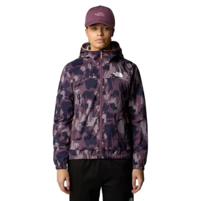 Image of The North Face Mountain Athletics WIND Track TOP Print Hardshell jacket, Women&#039;s, Size: Small, Midnight mauve
