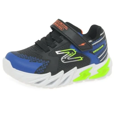 Image of Skechers Flexglow BOLT Trainers Black/red/orange/yellow for kids, Size: 1, Textile/synthetics