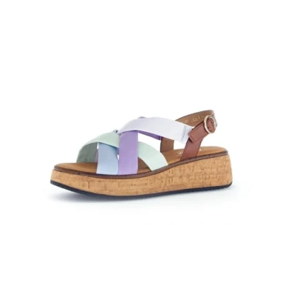 Image of Gabor Comfort Wedge sandals, Women&#039;s, Size: 7, Sky/lila/pista/cam Leather