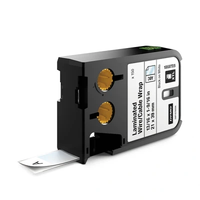 Image of DYMO XTL Laminated Wire/Cable Wrap 21 mm x 39 Black on White
