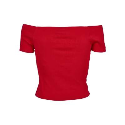 Image of Urban Classics OFF Shoulder Basic Tshirt, Women&#039;s, Size: Large, Fire red