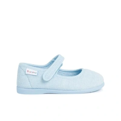 Image of Pisamonas Merceditas Adherente Ankle strap ballet pumps for kids, Size: 6/6.5K, Celeste Textile/synthetics