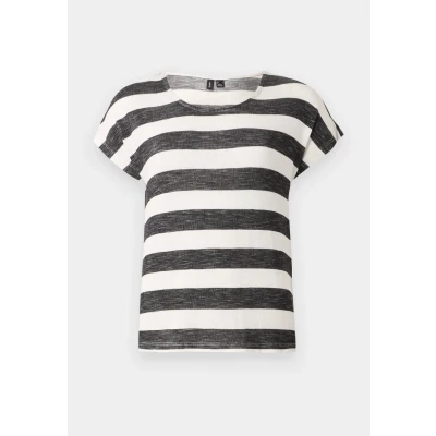 Image of Vero Moda Vmwide Stripe Print Tshirt, Women&#039;s, Size: XL, Black/snow white