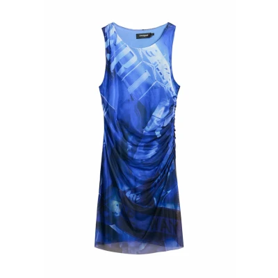 Image of Desigual ARTY Short Shift dress, Women&#039;s, Size: 16, Blue