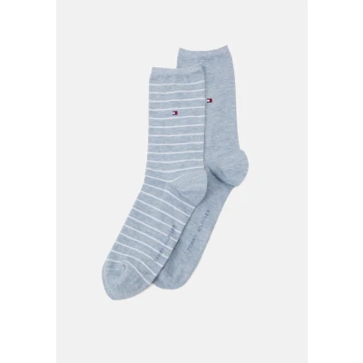 Image of Tommy Hilfiger Women Small Stripe 2 PACK Socks, Women&#039;s, Size: 2.5 5, Light blue melange