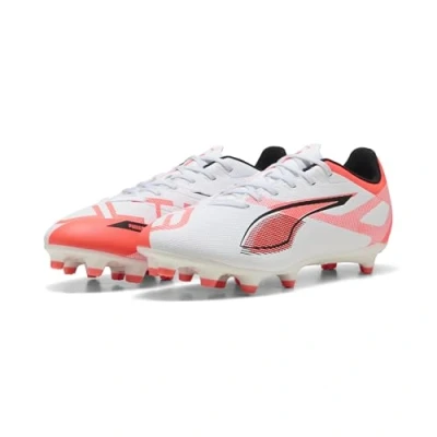 Image of Puma Ultra 5 PLAY FG/AG Moulded stud football boots, Men&#039;s, Size: 7, White/black/glowing red Synthetics