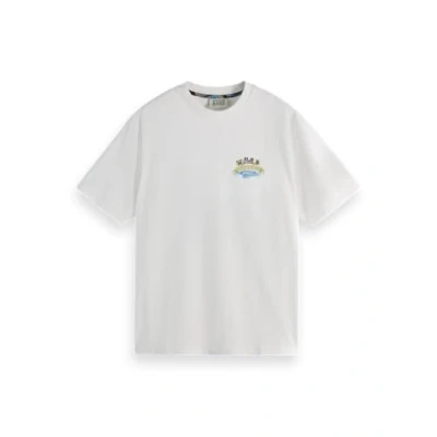 Image of Scotch &amp; Soda Men&#039;s Front and Back Artwork Relaxed Fit T Shirt, White, L