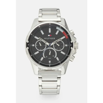 Image of Tommy Hilfiger Mason Chronograph watch silvercoloured/black, Men&#039;s, Size: One Size, Silver coloured/black