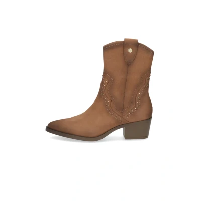 Image of Caprice Elegante Western MIT CAP Airmotion Cowboy/biker ankle boot, Women&#039;s, Size: 4, Camel nubuc Leather