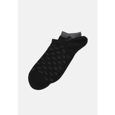Image of Calvin Klein Underwear Sneaker ALL OVER Print 2 PACK Trainer socks, Size: 6 8, Black