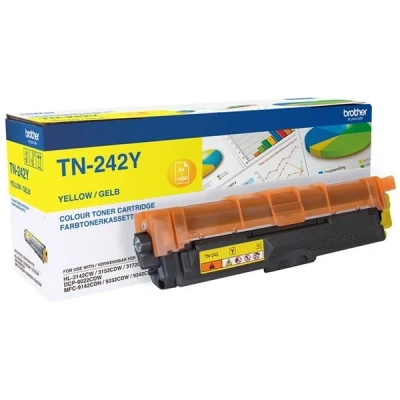 Image of Brother TN 242Y Toner Cartridge, Yellow, Single Pack, Standard Yield, Includes 1 x Genuine Supplies