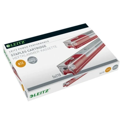 Image of Leitz 55940000 K12 Stapler Cartridge, Strong Steel, Length 12 mm, 1050 Staples, 80 Sheet Capacity Red