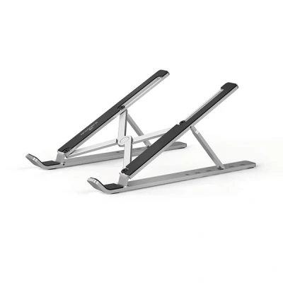 Image of Durable Laptop Stand for Laptops And Tablets Foldable Height Adjustable Includes Travel Bag Silver