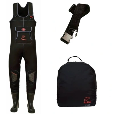 Image of Behr Neoprene Waders Red Carp Size 43/44 including storage bag and belt!