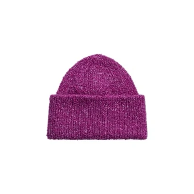 Image of PIECES Women&#039;s Pcpyron Lurex Hood Noos Bc Beanie, Festival fuchsia/detail: silver lurex, One Size