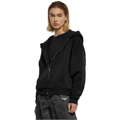 Image of Urban Classics BOXY Zipup sweatshirt, Women&#039;s, Size: Medium, Black