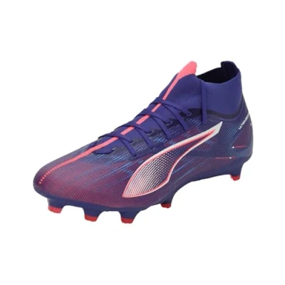 Image of Puma Ultra 5 MATCH+ FG/AG Moulded stud football boots, Men&#039;s, Size: 9.5, Lapis lazuli/white/sunset glow Textile/synthetics