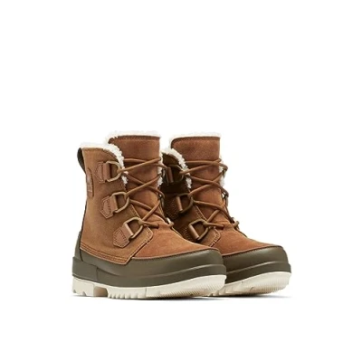 Image of Sorel Torino II Winter boots, Women&#039;s, Size: 3, Tan/olive green Leather and textile