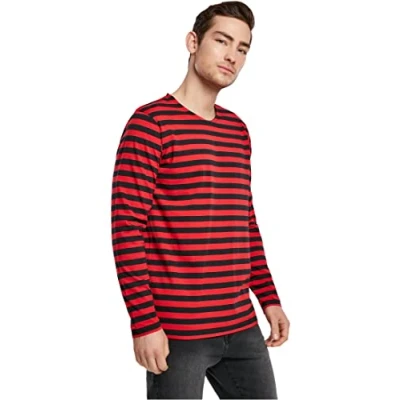 Image of Urban Classics Stripe LS Long sleeved top, Men&#039;s, Size: Medium, Red