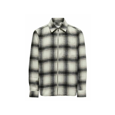 Image of Only &amp; Sons Men&#039;s Onsaustin Wool Zip Overshirt Long Sleeve Shirt, Antique White, XXL