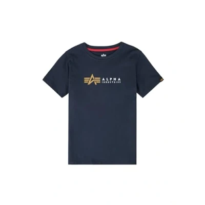 Image of Alpha Industries Label KIDS Teens Unisex Print Tshirt for kids, Size: 14y, Blue