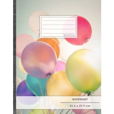Image of Notenheft: DIN A4 48 Seiten, 24 Blatt, 12 Systeme, „Geburtstag“ Original #GoodMemos Schulheft Mit Inhaltsverzeichnis und Seitenzahlen, Noten Lineatur 14