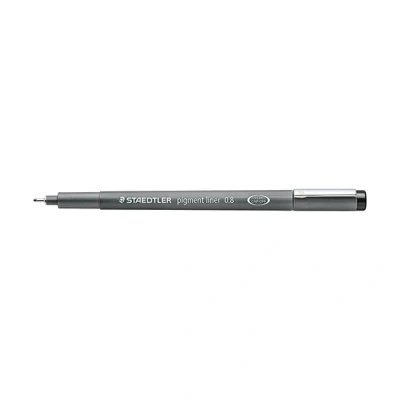 Image of STAEDTLER 308 08 9 Pigment Liner Fineliner Pen for Writing &amp; Technical Drawing Black, 0.8mm (Box of 10)