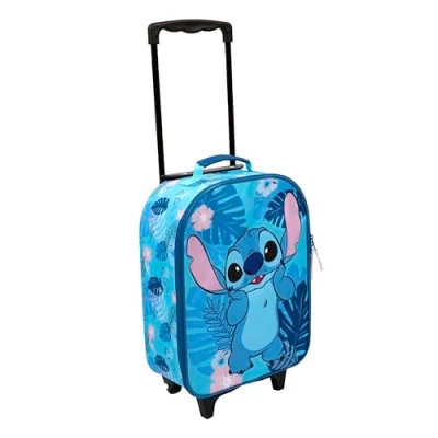 Image of Undercover Stitch Children&#039;s trolley Spacious Main Compartment Ideal Travel Companion Adjustable and Fixable Telescopic Pole, turquoise, with 2 wheels