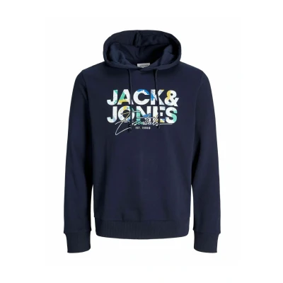 Image of JACK &amp; JONES Men&#039;s Jorfrederiksberg Box Sweat Hood Sn Sweatshirt, Sky Captain, S